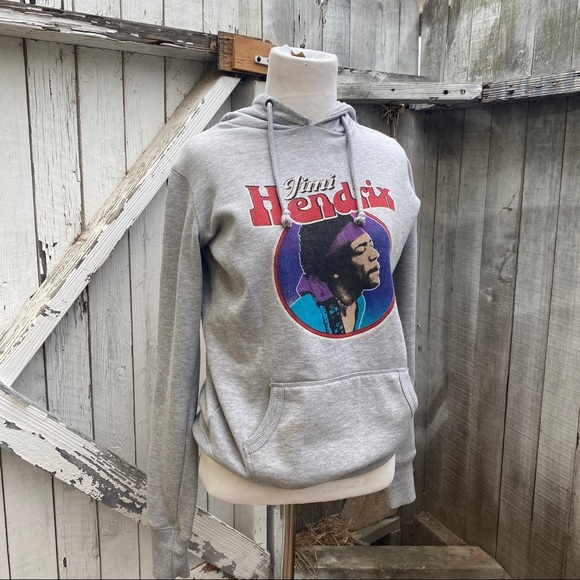 Jimi Hendrix Gray Hoodie Sweatshirt Pullover - Picture 1 of 5